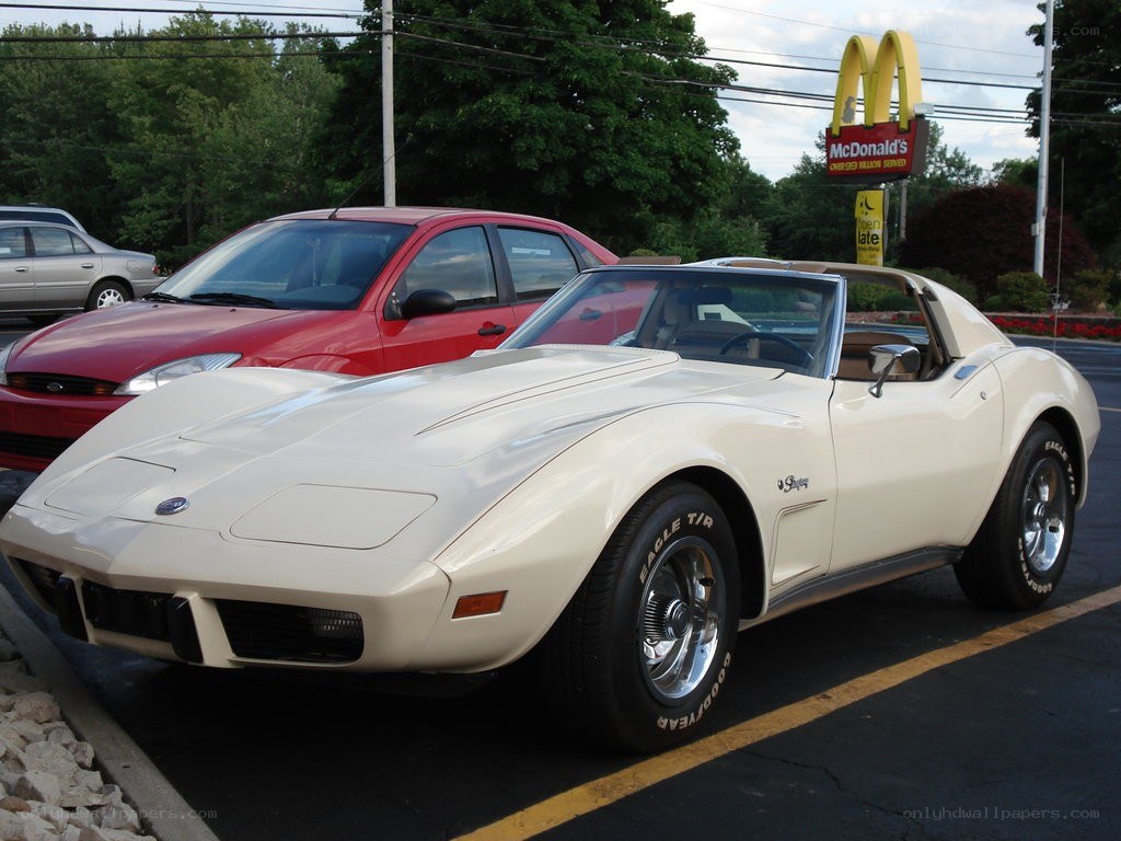White Corvette at McDonald's