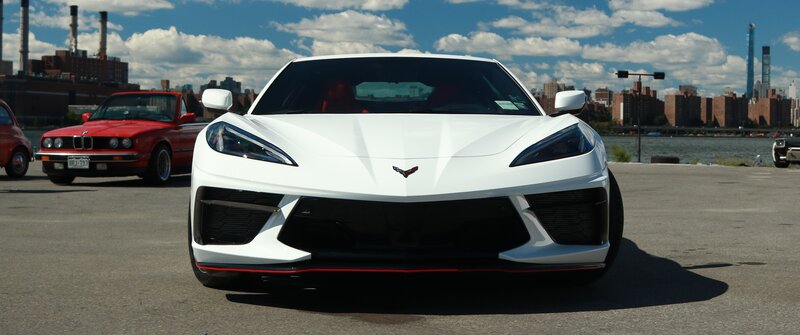 White Corvette Car — Dramatic, Afternoon