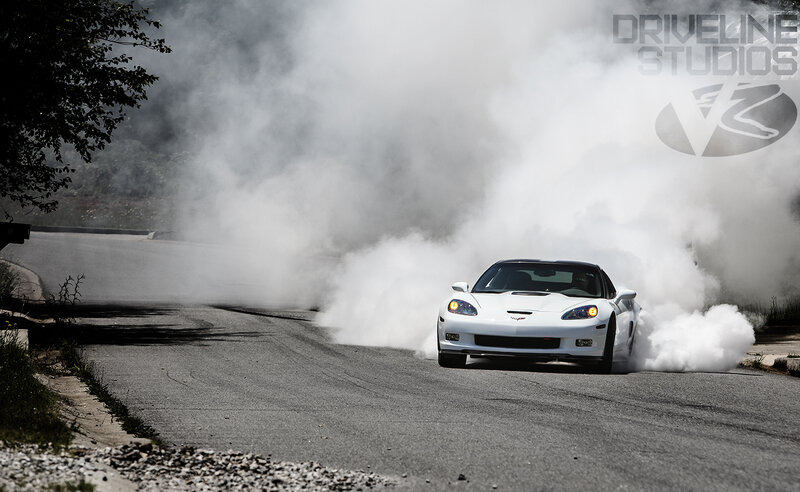 White Corvette Car — Dramatic