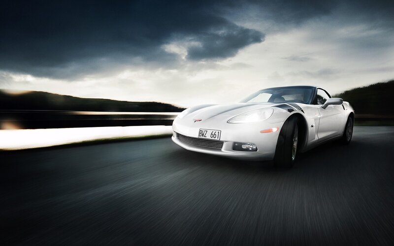 White Corvette Car — Gray