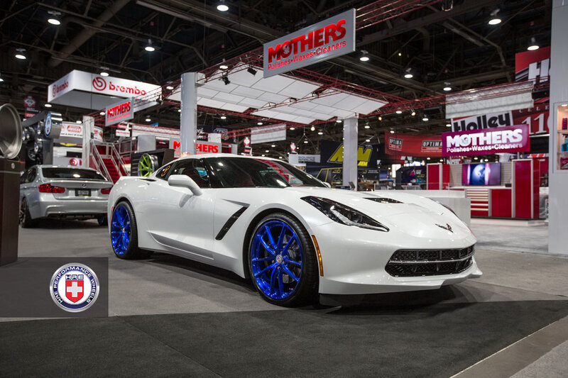 White Corvette Car — Showroom, Photograph