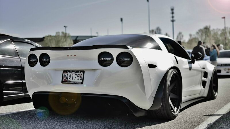 White Corvette GT2 rear view
