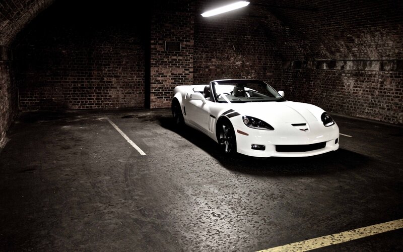 White Corvette in a tunnel