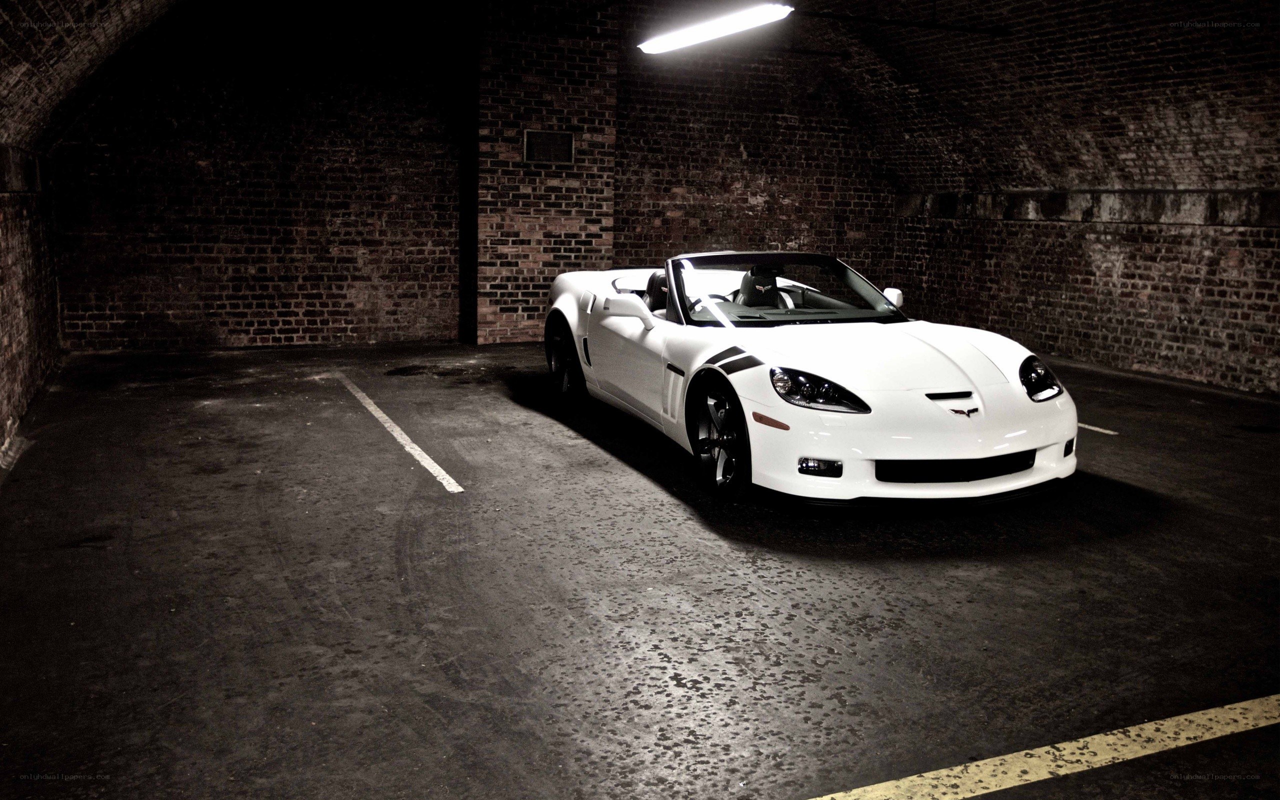 White Corvette in a tunnel