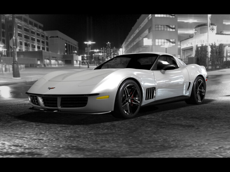 white corvette on city street
