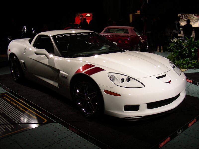 White Corvette on display