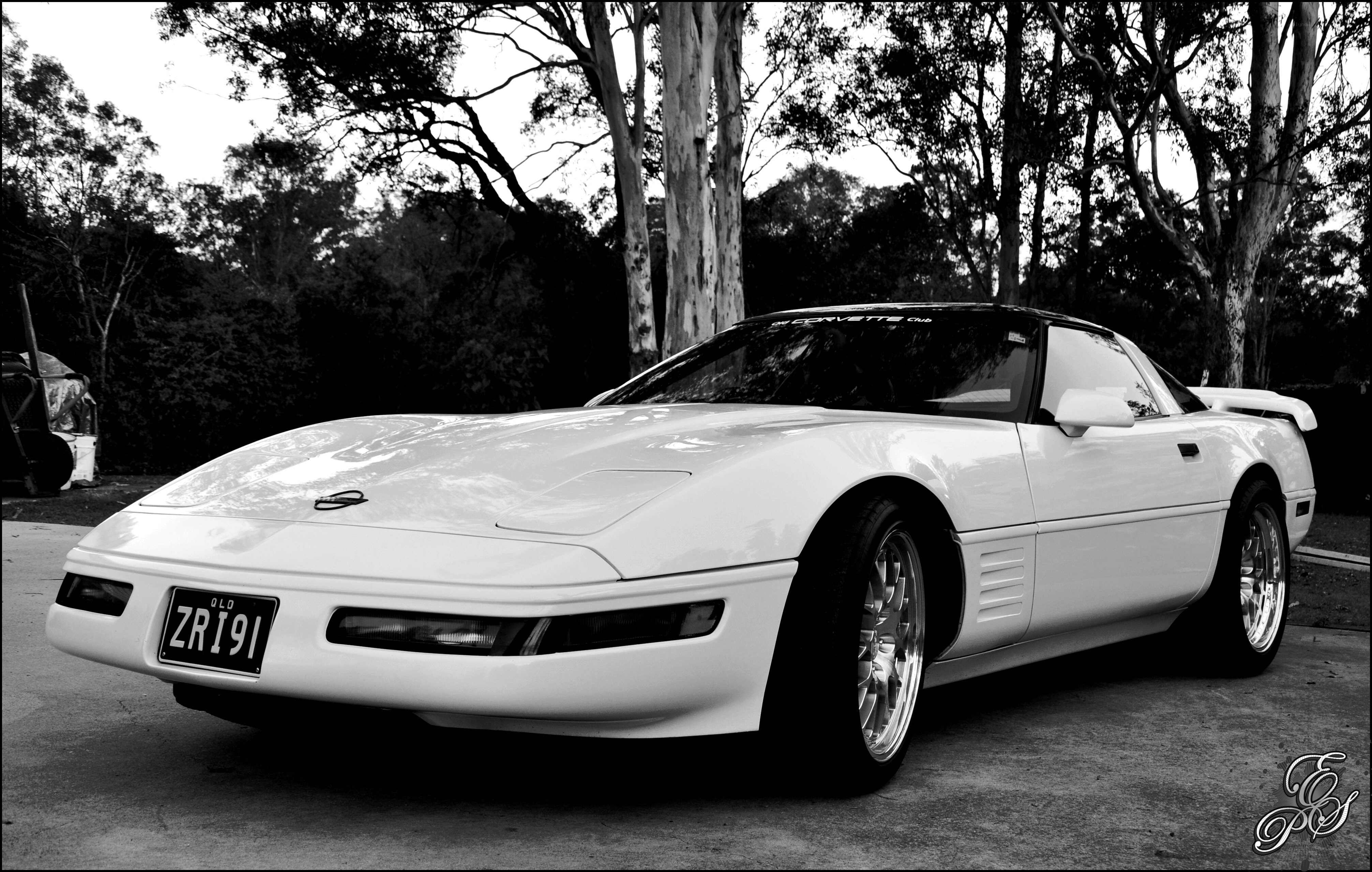 White Corvette parked outdoors