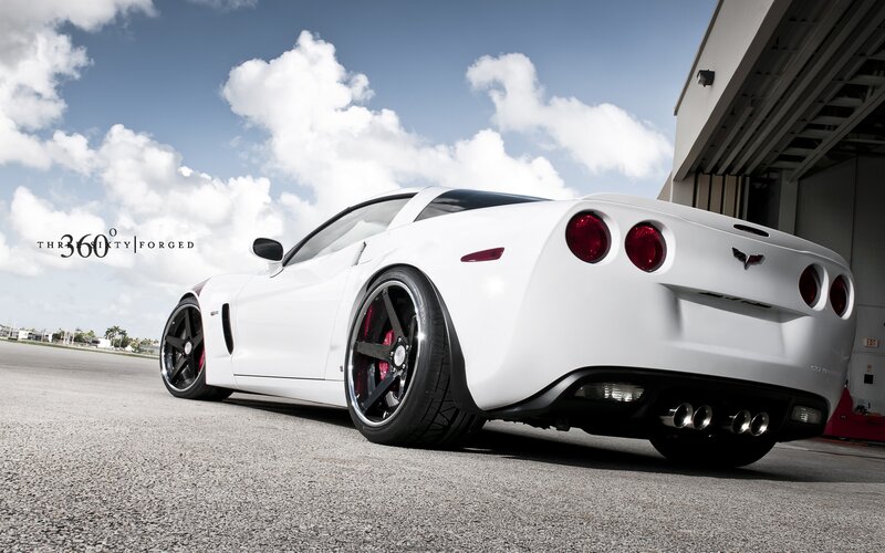White Corvette Sports Car — Dramatic, Afternoon, Photograph, Tarmac