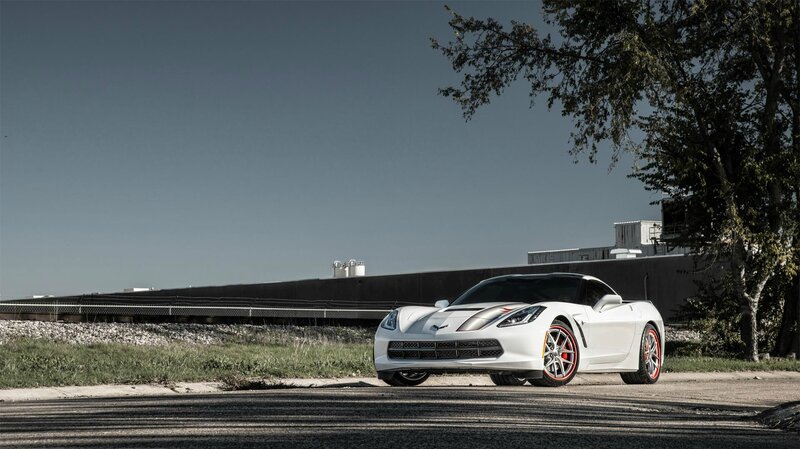 White Corvette Sports Car — Dramatic, Afternoon