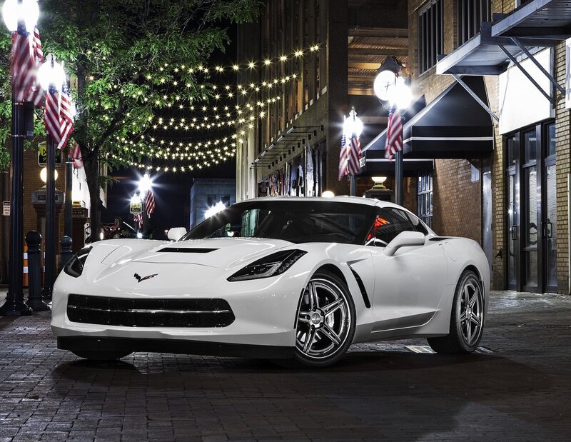 White Corvette Sports Car — Dramatic, Night, Photograph