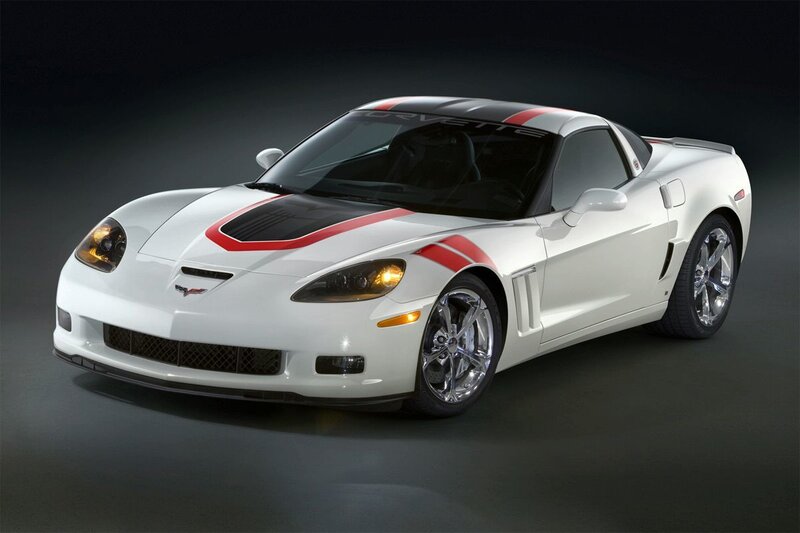 White Corvette Sports Car — Dramatic, Photograph, Headlights