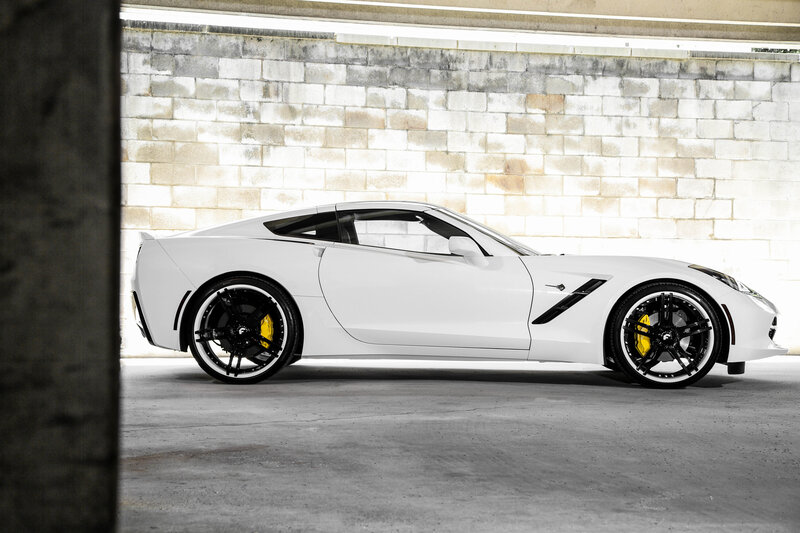 White Corvette Sports Car — Dramatic, Photograph