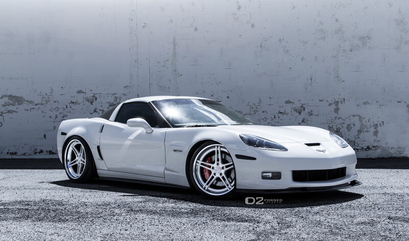White Corvette Sports Car — Dramatic