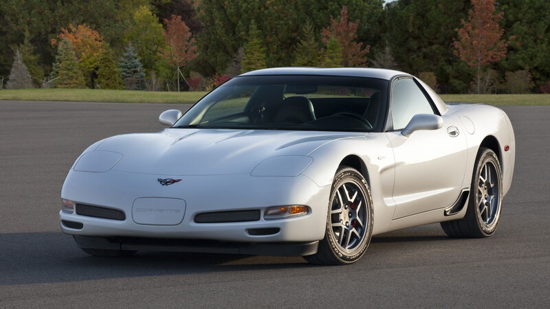 White Corvette Sports Car — Silver
