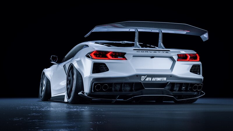 White Corvette with Rear Wing