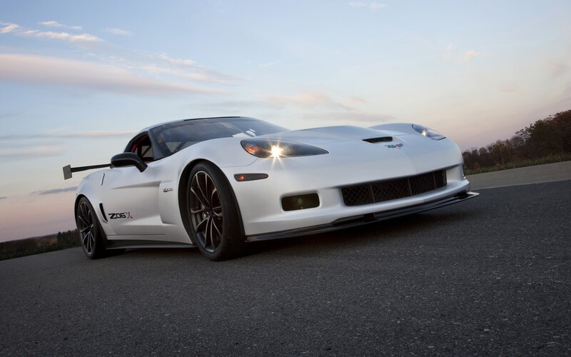 White Corvette Z06 Car — Dramatic