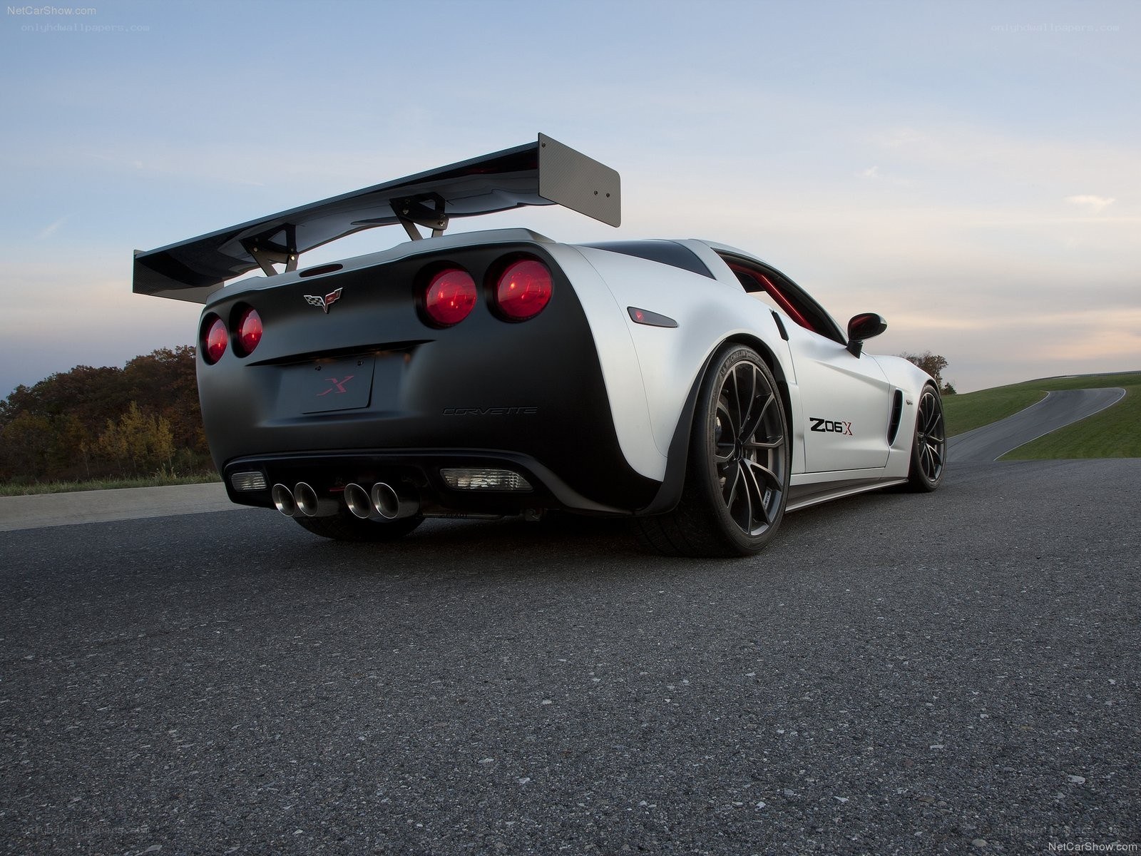 White Corvette Z06 X on track