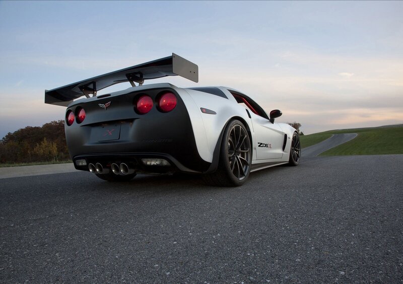 White Corvette Z06x — Dramatic, Sunset
