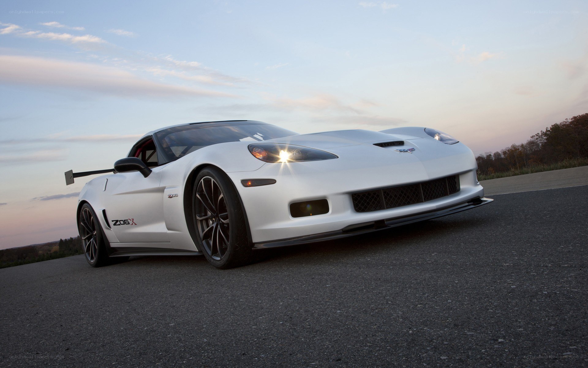 White Corvette Z06X on track