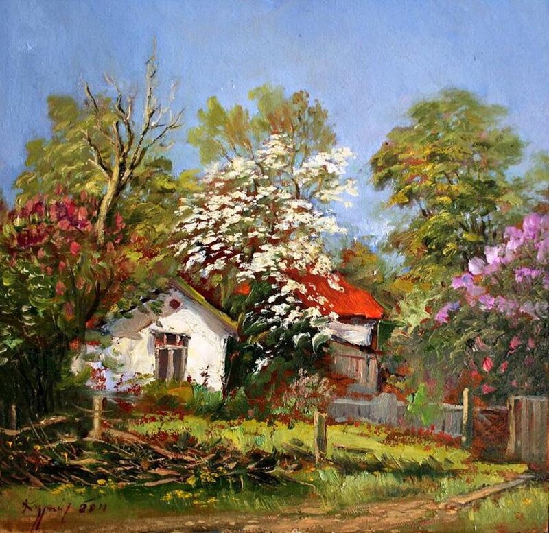 White Cottage in Garden