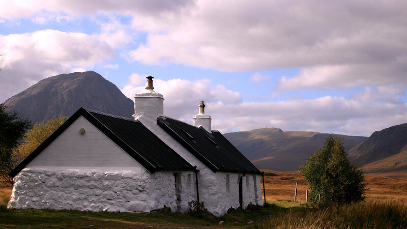 White Cottage in Mountains — Serene