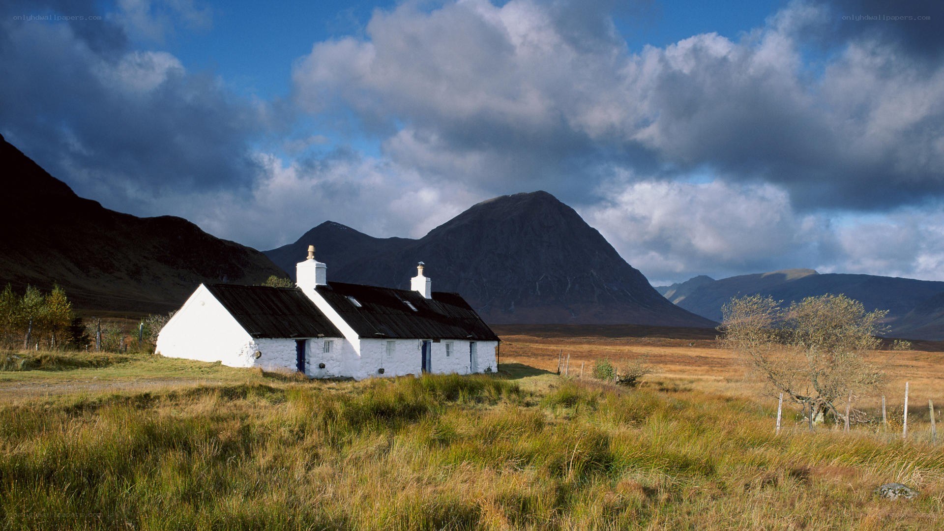 White cottage in Scottish Highlands