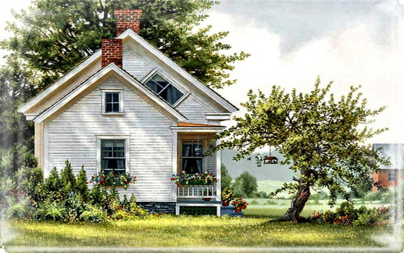 White Cottage with Porch