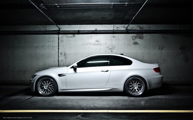 White Coupe Car — Dramatic, Night, Photograph, Concrete Wall