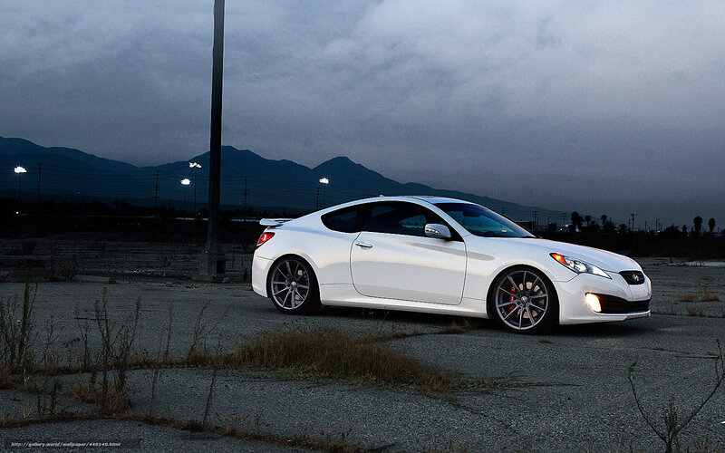 White Coupe Car — Dramatic, Night