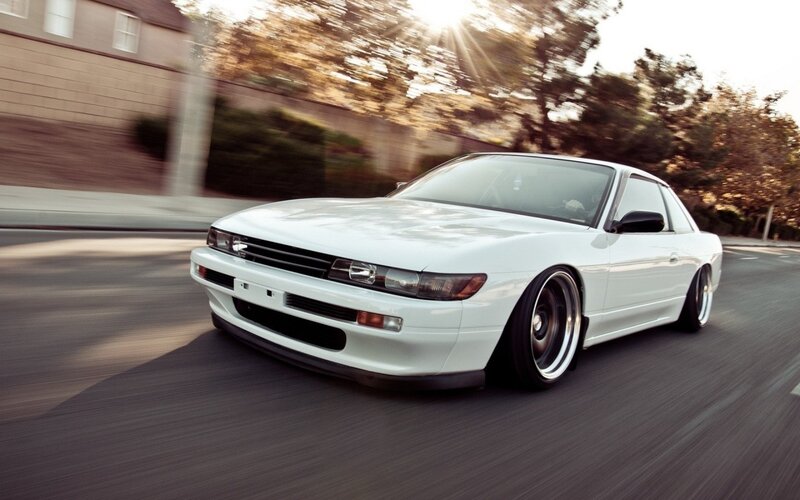 White Coupe Car — Dynamic, Sunset