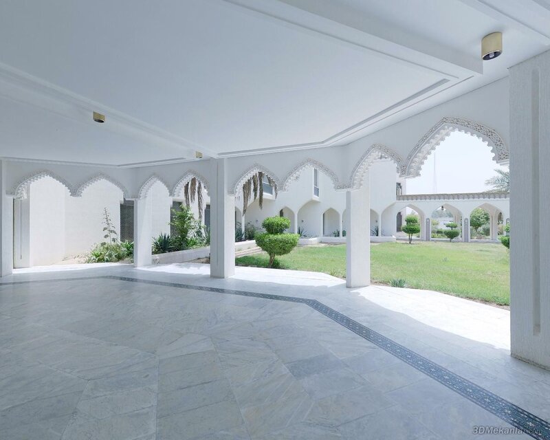 White Courtyard with Arches — Serene
