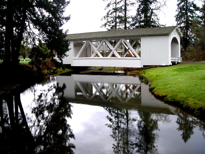 White Covered Bridge — Green, Serene