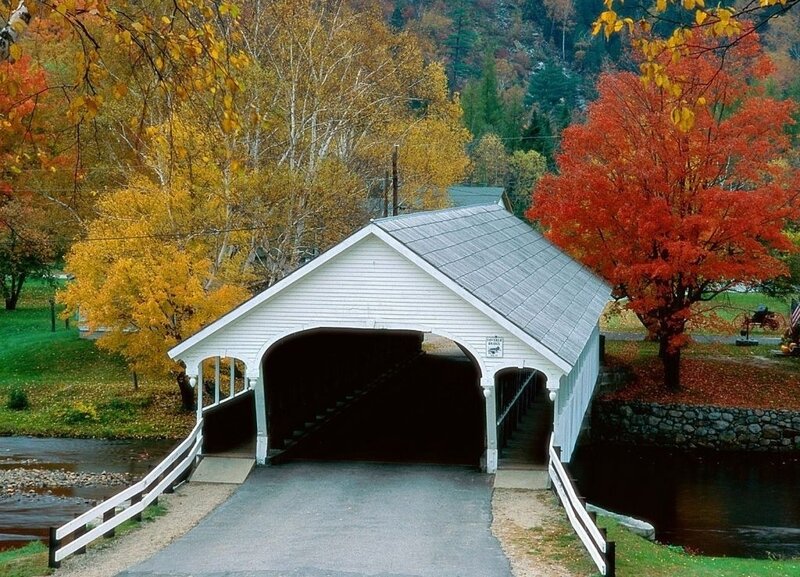 White Covered Bridge — Red