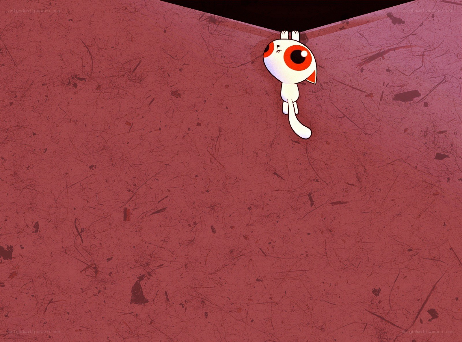 white creature hanging from ceiling