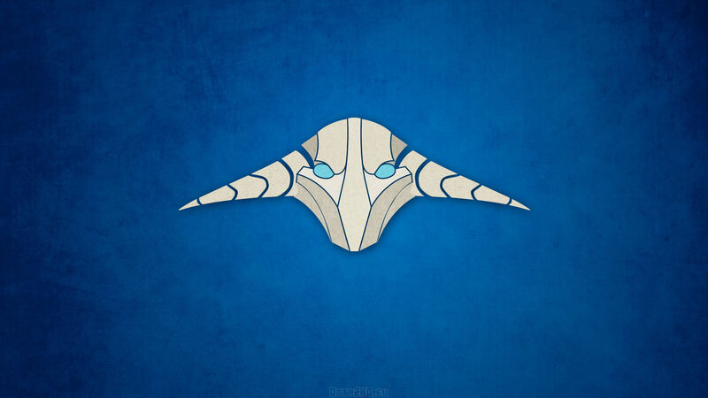 white creature on blue background
