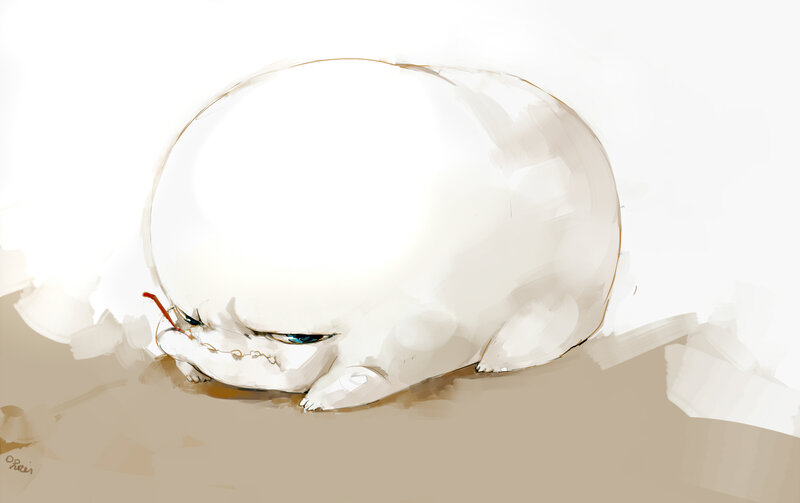white creature sleeping