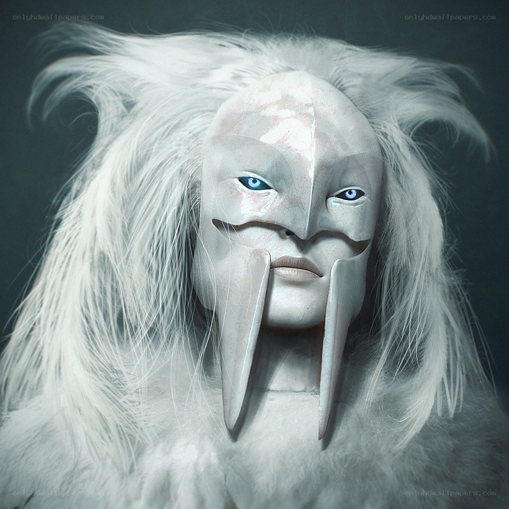 white creature with blue eyes