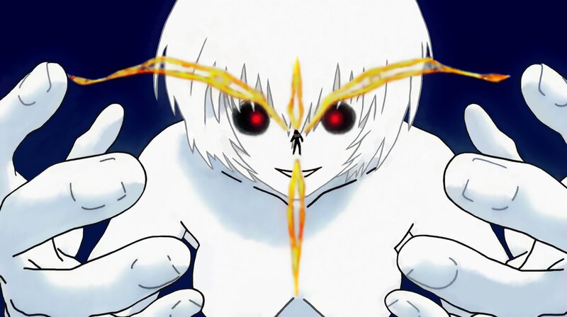 White Creature with Red Eyes — Dramatic
