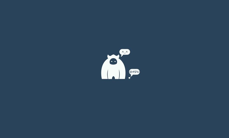 White Creature with Speech Bubbles — Blue