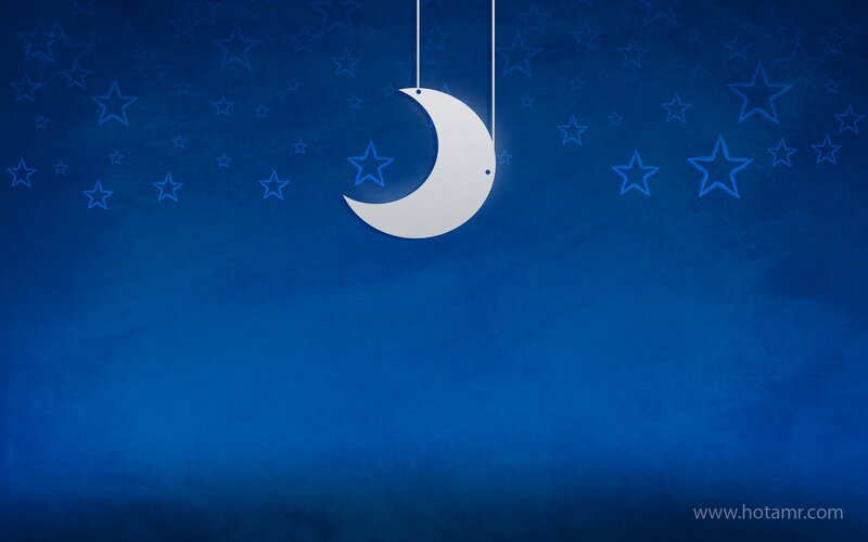 White Crescent Moon — Blue