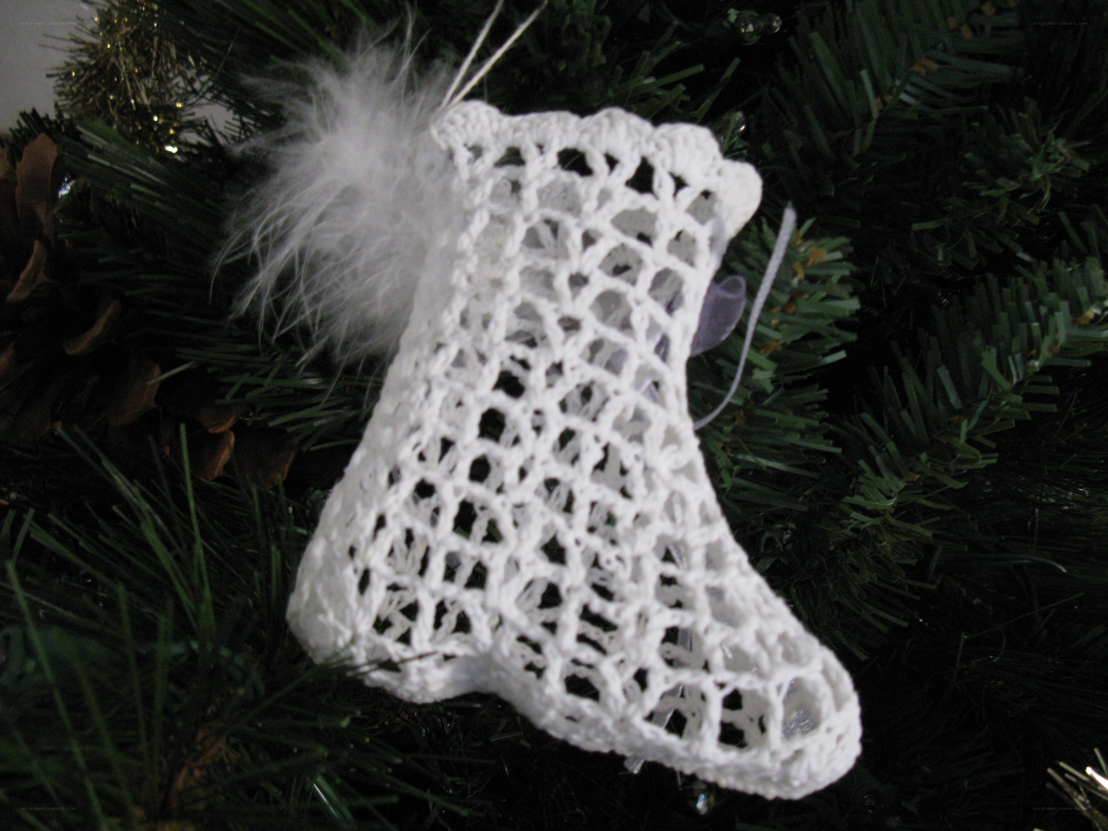 White crocheted stocking ornament