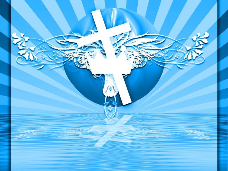 White Cross on Blue Background
