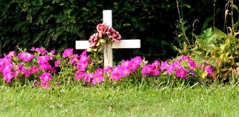 White Cross with Flowers