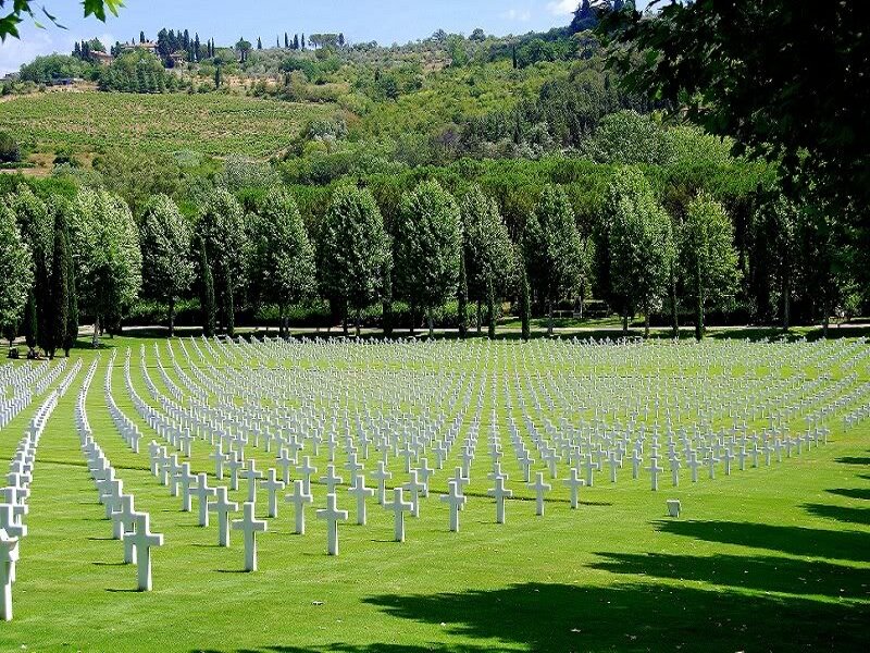 White Crosses in Cemetery — Green