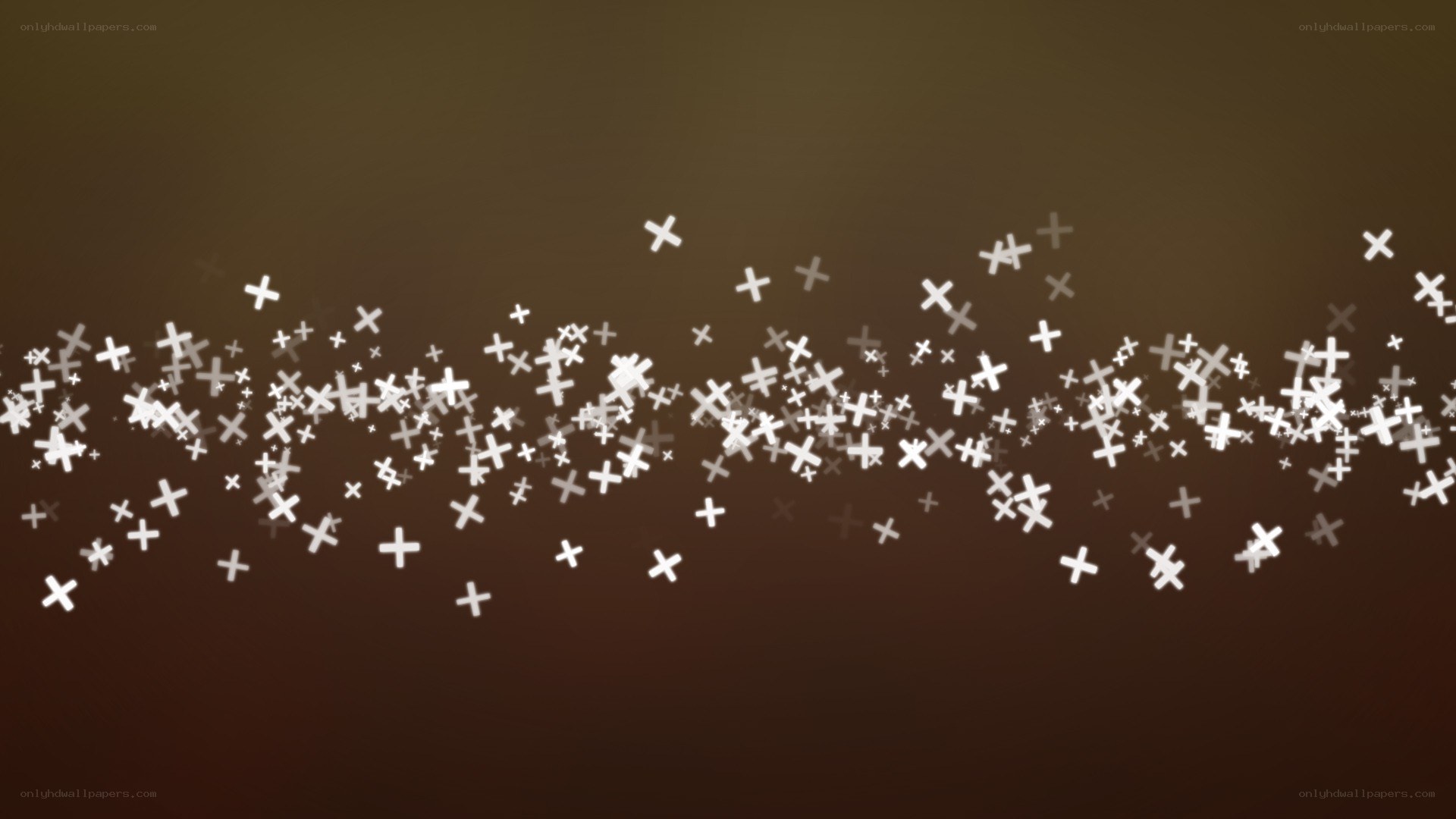 white crosses on brown background