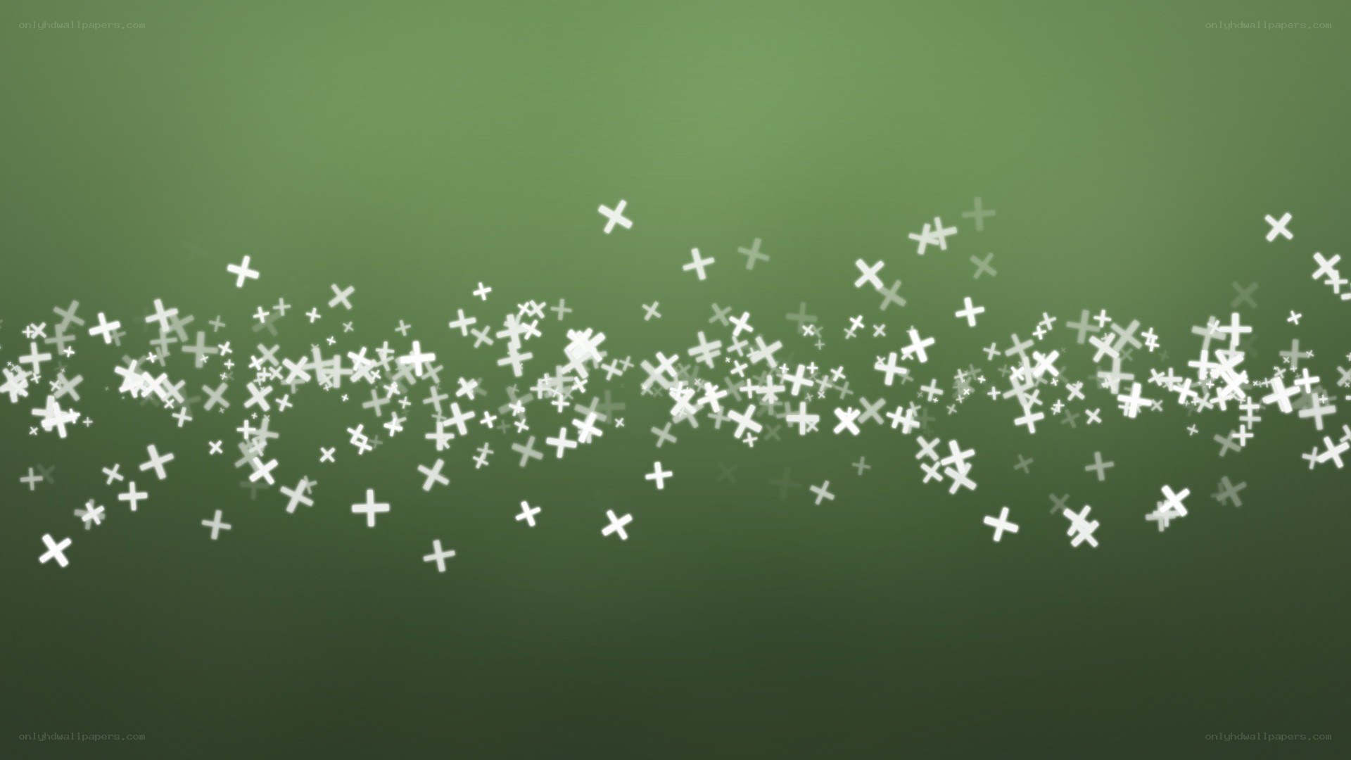 white crosses on green background