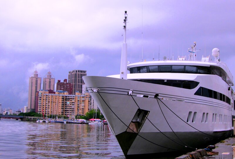 White Cruise Ship — Gray