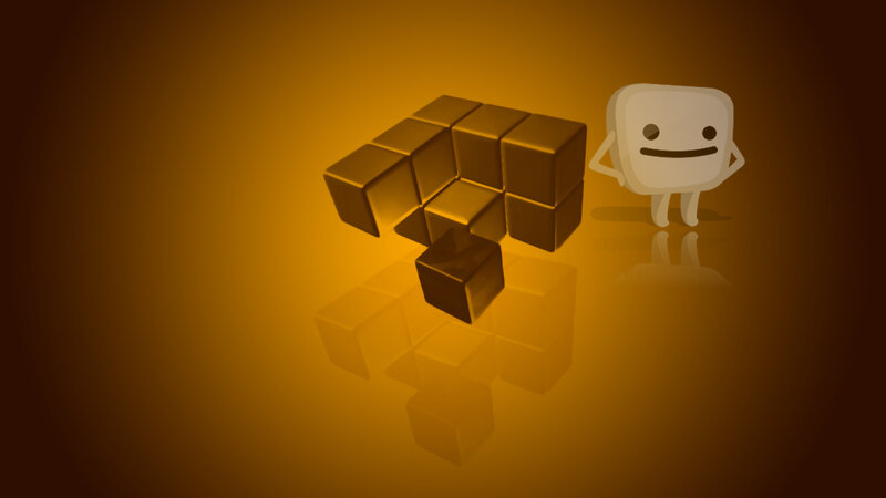 White Cube Character with Blocks