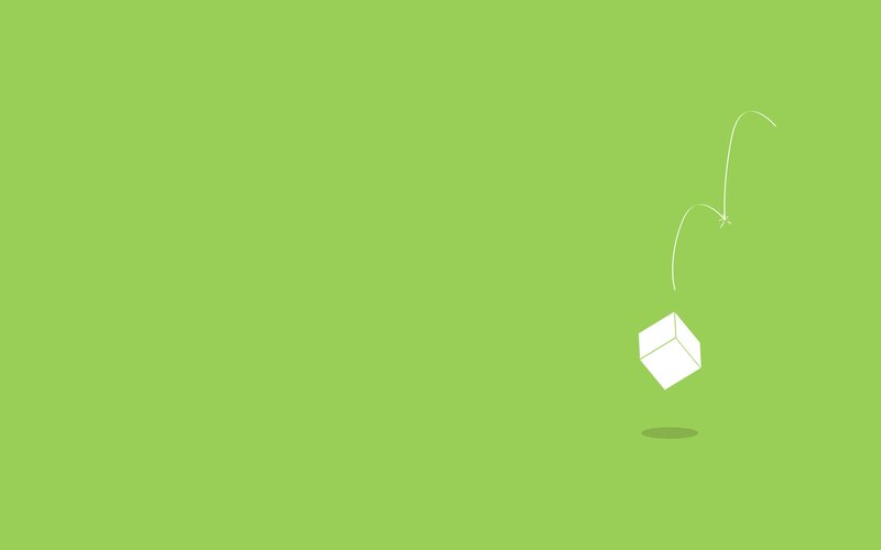 white cube falling on green