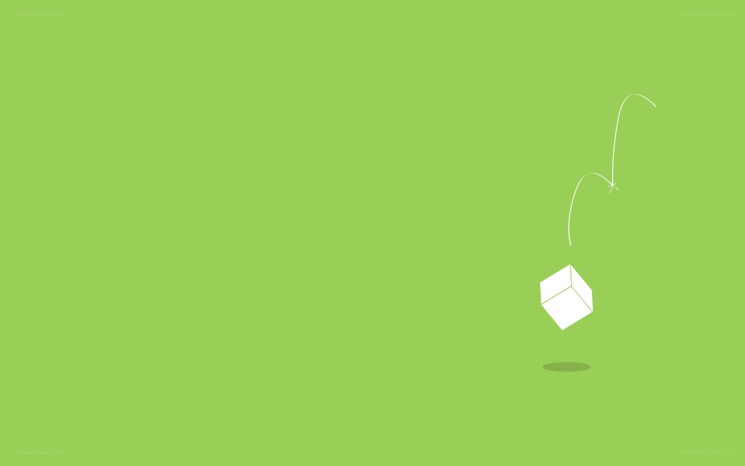white cube falling on green